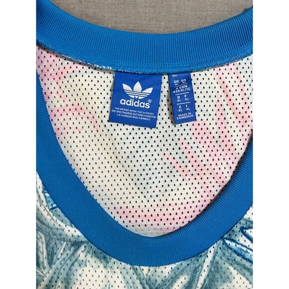 Adidas Jersey Mens XL Blue Pink Pineapple Tropical Mesh Basketball Tank. - Picture 2 of 8